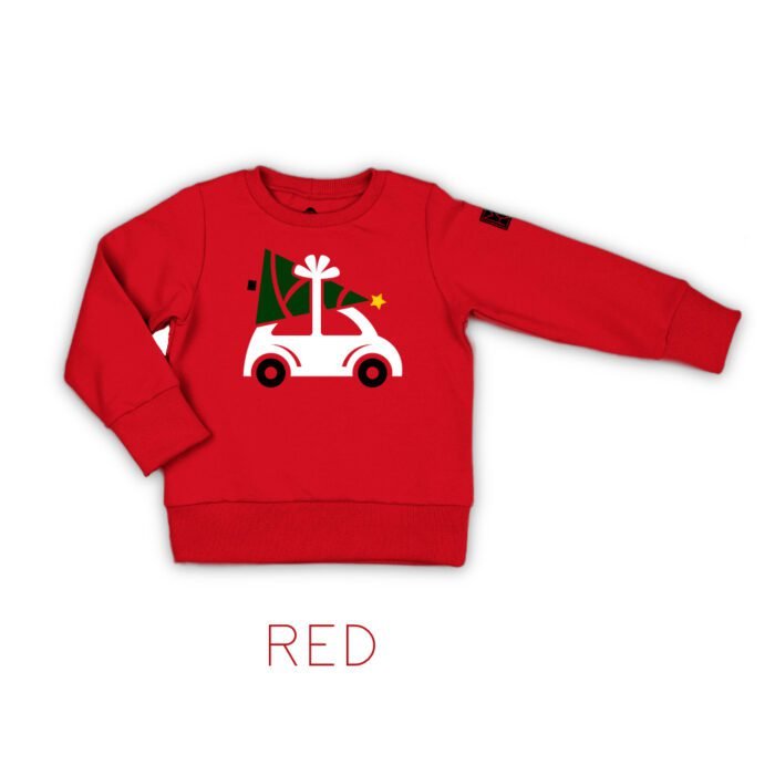 KALĖDINIS DŽEMPERIS SU MAŠINA IR EGLUTE