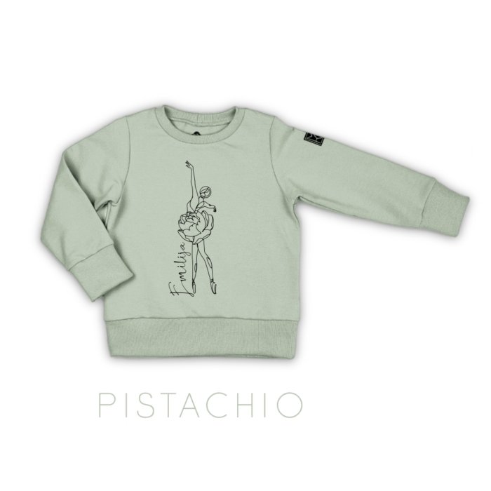 VAIKIŠKAS DŽEMPERIS SU BALERINA IR VARDU. Stilingi vaikų rūbai internetu, vaikų drabužiai, vaikų apranga, laisvalaikio kostiumas, laisvalaikio kostiumėlis, rankų darbo drabužiai vaikams, vaikų drabužiai, drabužiai vaikams.