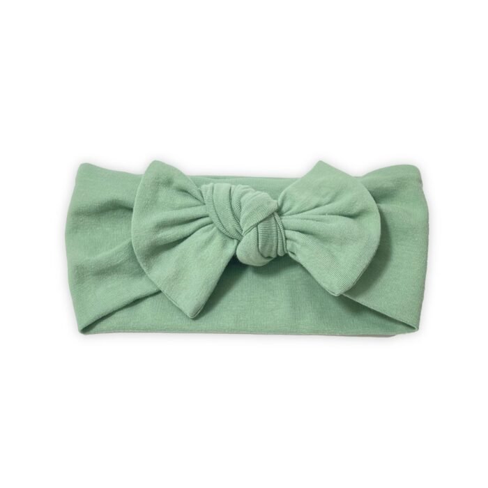 Pistacijų spalvos galvajuostė su kaspinu