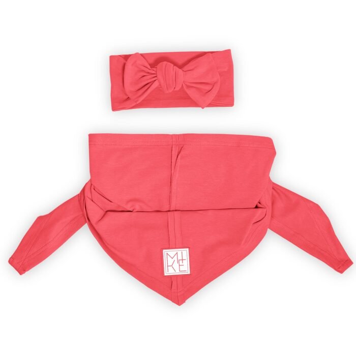 Plono džersio trikotažo galvajuostės ir kaklaskarės komplektas mergaitei