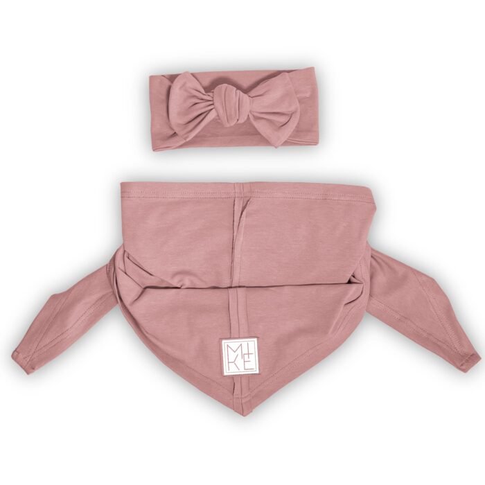 Plono džersio trikotažo galvajuostės ir kaklaskarės komplektas mergaitei