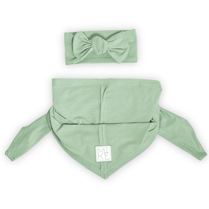 Plono džersio trikotažo galvajuostės ir kaklaskarės komplektas mergaitei