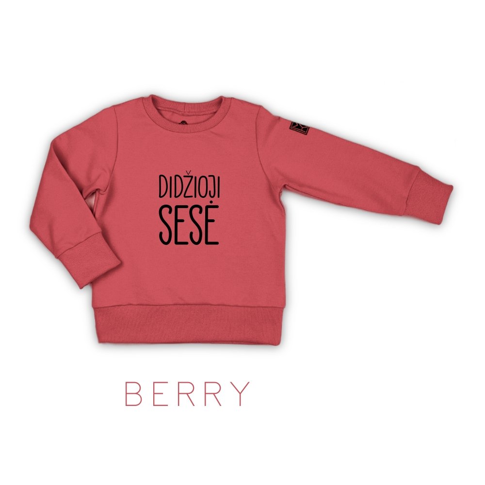 Vaikiškas džemperis didžioji sesė berry lietuviškas džemperis stilingiems vaikams. Kokybiški vaikų drabužiai internetu sukurti Lietuvoje. Rankų darbo.Stilingi vaikų rūbai internetu, vaikų drabužiai, vaikų apranga, laisvalaikio kostiumas, laisvalaikio kostiumėlis, rankų darbo drabužiai vaikams, vaikų drabužiai, drabužiai vaikams