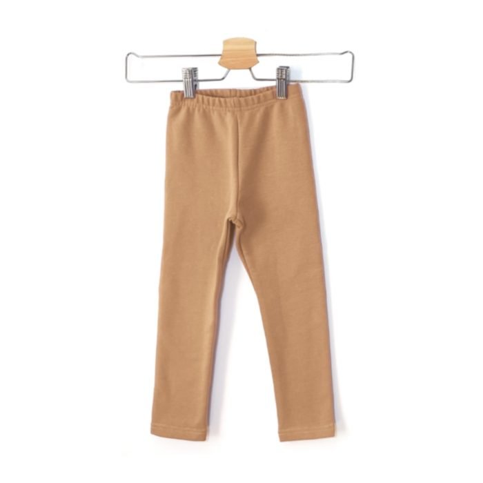 Smėlio camel spalvos mergaičių timpos. Kilpinio trikotažo timpos mergaitems