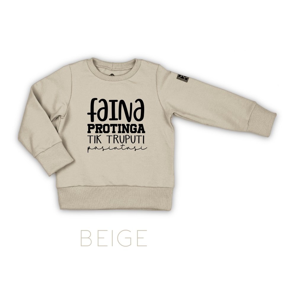 Vaikiškas džemperis faina protinga pasiutusi beige FAINA protinga tik truputį pasiutusi džemperis mergaitei