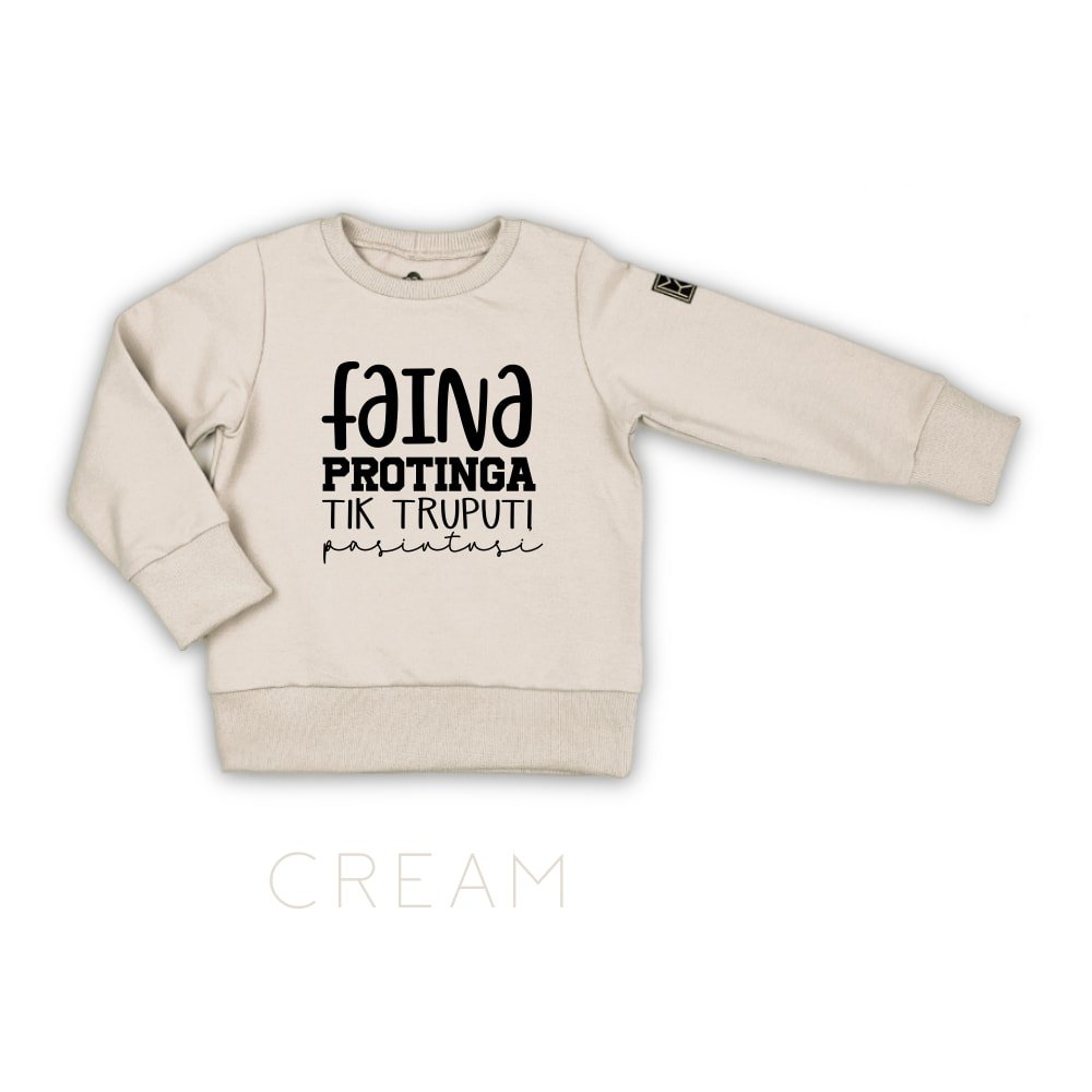 Vaikiškas džemperis faina protinga pasiutusi cream FAINA protinga tik truputį pasiutusi džemperis mergaitei