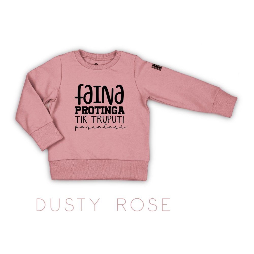 Vaikiškas džemperis faina protinga pasiutusi dusty rose FAINA protinga tik truputį pasiutusi džemperis mergaitei
