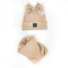 Ribb kepurės ir movos komplektas mergaitei. Ribb kepurė su kaspinu, dvigubas movas