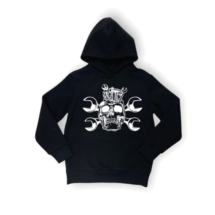 Vyriškas džemperis su kaukole su kapišonu mechanikas