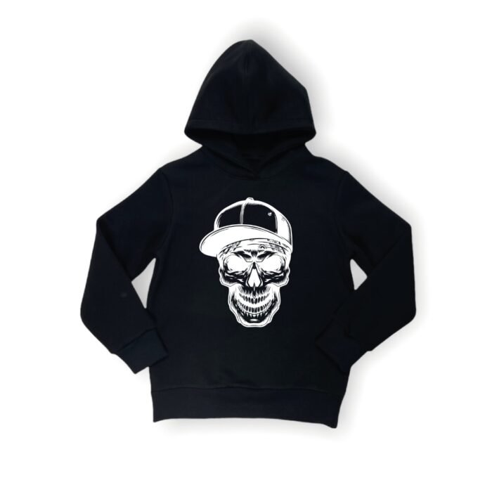 vyriškas džemperis su kapišonu, su kaukolės printu