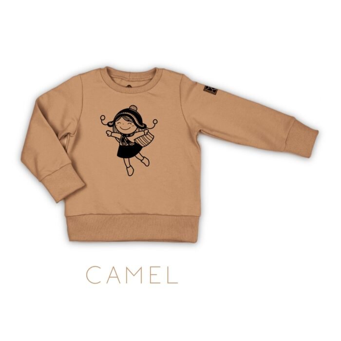 džemperiai vaikams. Džemperis su mergaitės aplikacija.