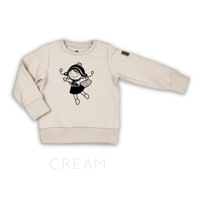 džemperiai vaikams. Džemperis su mergaitės aplikacija.