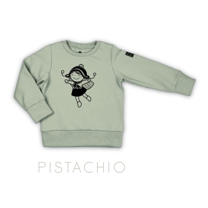 džemperiai vaikams. Džemperis su mergaitės aplikacija.