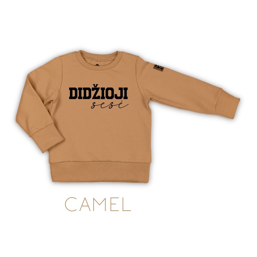 džemperis didžioji sesė camel lietuviškas džemperis stilingiems vaikams. Kokybiški vaikų drabužiai internetu sukurti Lietuvoje. Rankų darbo.Stilingi vaikų rūbai internetu, vaikų drabužiai, vaikų apranga, laisvalaikio kostiumas, laisvalaikio kostiumėlis, rankų darbo drabužiai vaikams, vaikų drabužiai, drabužiai vaikams
