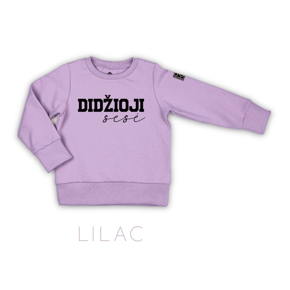džemperis didžioji sesė lilac lietuviškas džemperis stilingiems vaikams. Kokybiški vaikų drabužiai internetu sukurti Lietuvoje. Rankų darbo.Stilingi vaikų rūbai internetu, vaikų drabužiai, vaikų apranga, laisvalaikio kostiumas, laisvalaikio kostiumėlis, rankų darbo drabužiai vaikams, vaikų drabužiai, drabužiai vaikams