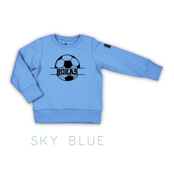 Personalizuotas džemperis vaikams su futbolo kamuoliu ir vardu